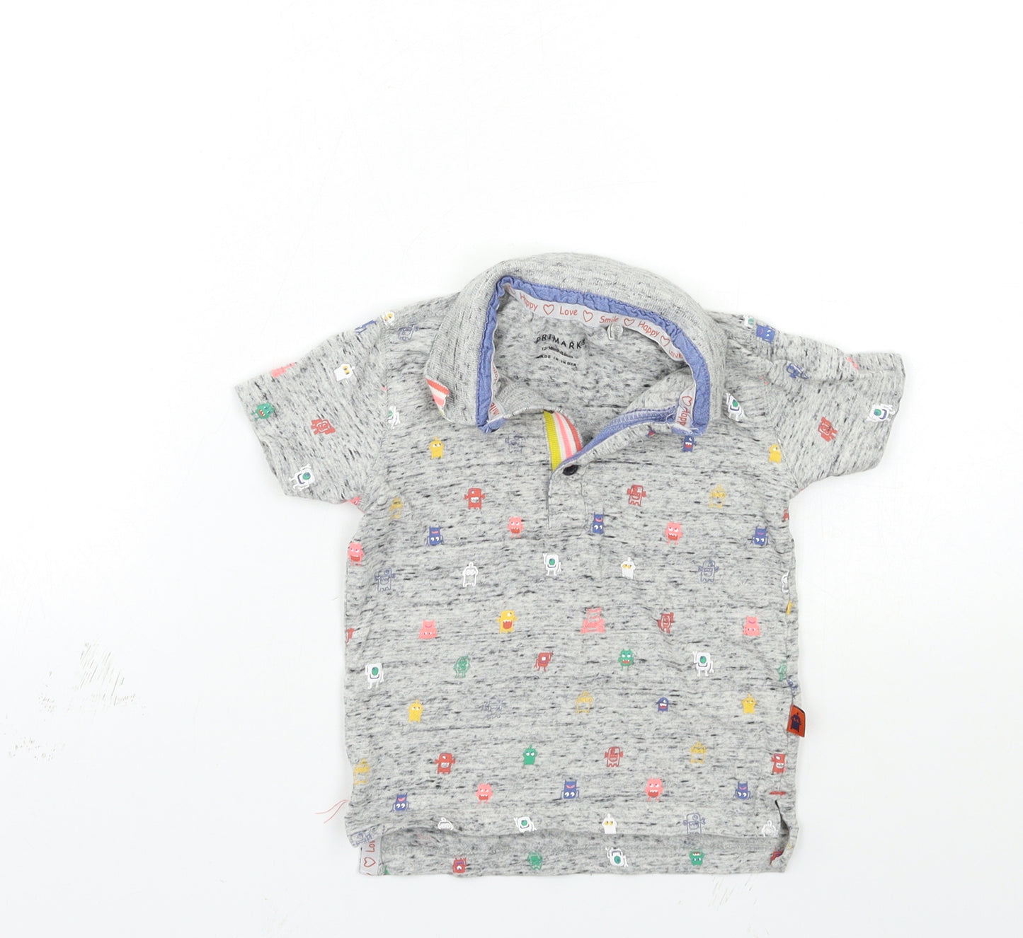 Primark Baby Grey   Basic Polo Size 12-18 Months