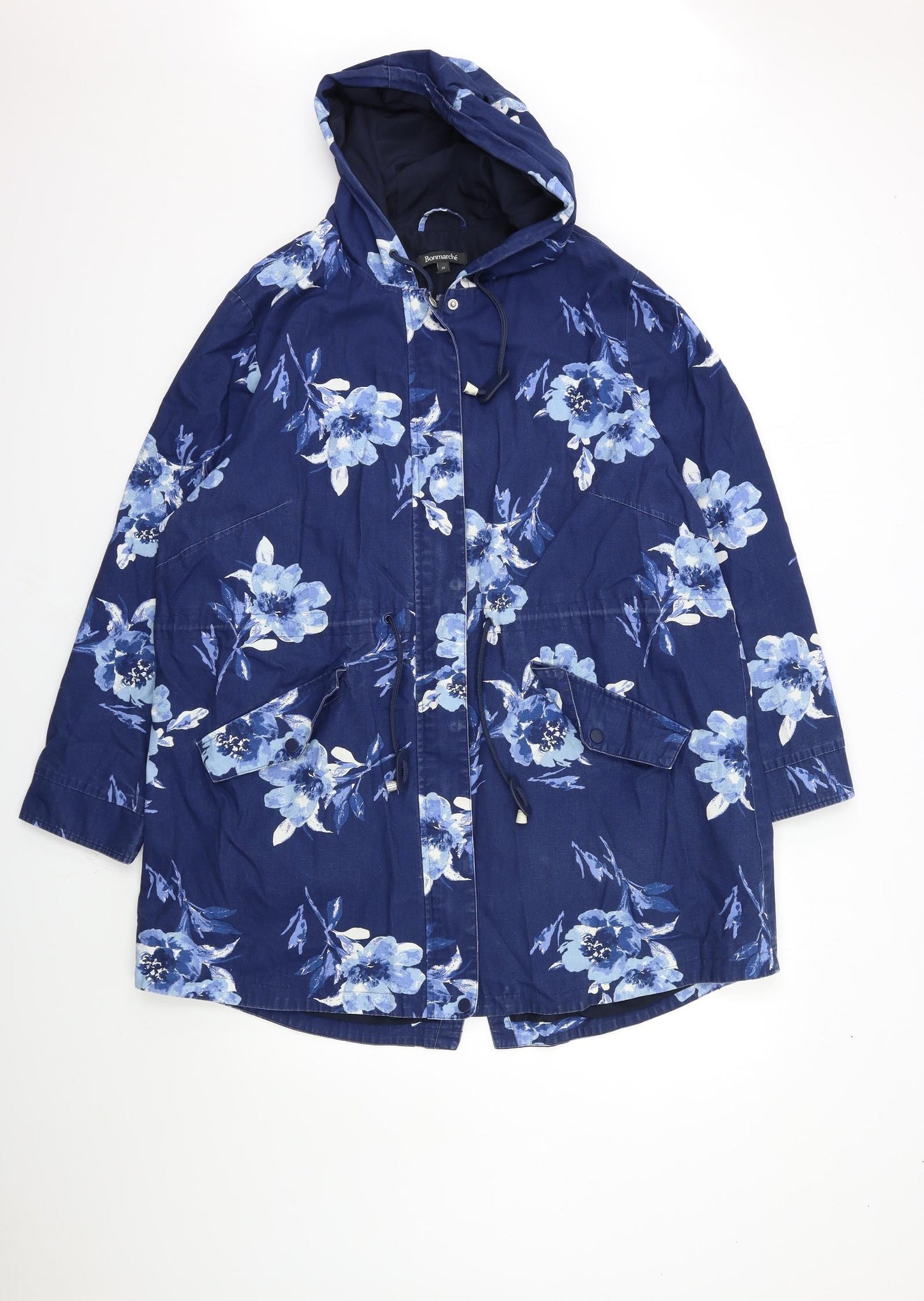 Bonmarché Womens Blue Floral  Overcoat Coat Size 22