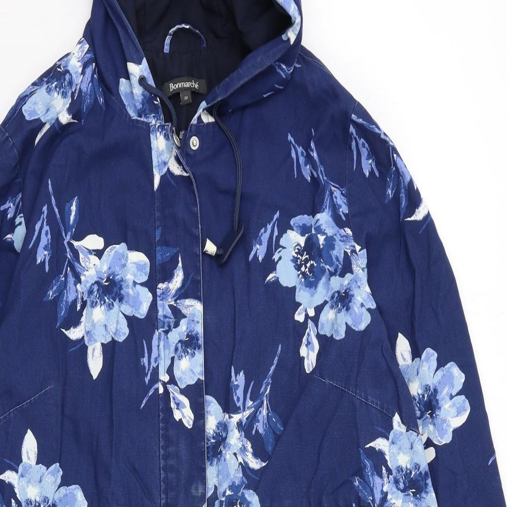 Bonmarché Womens Blue Floral  Overcoat Coat Size 22