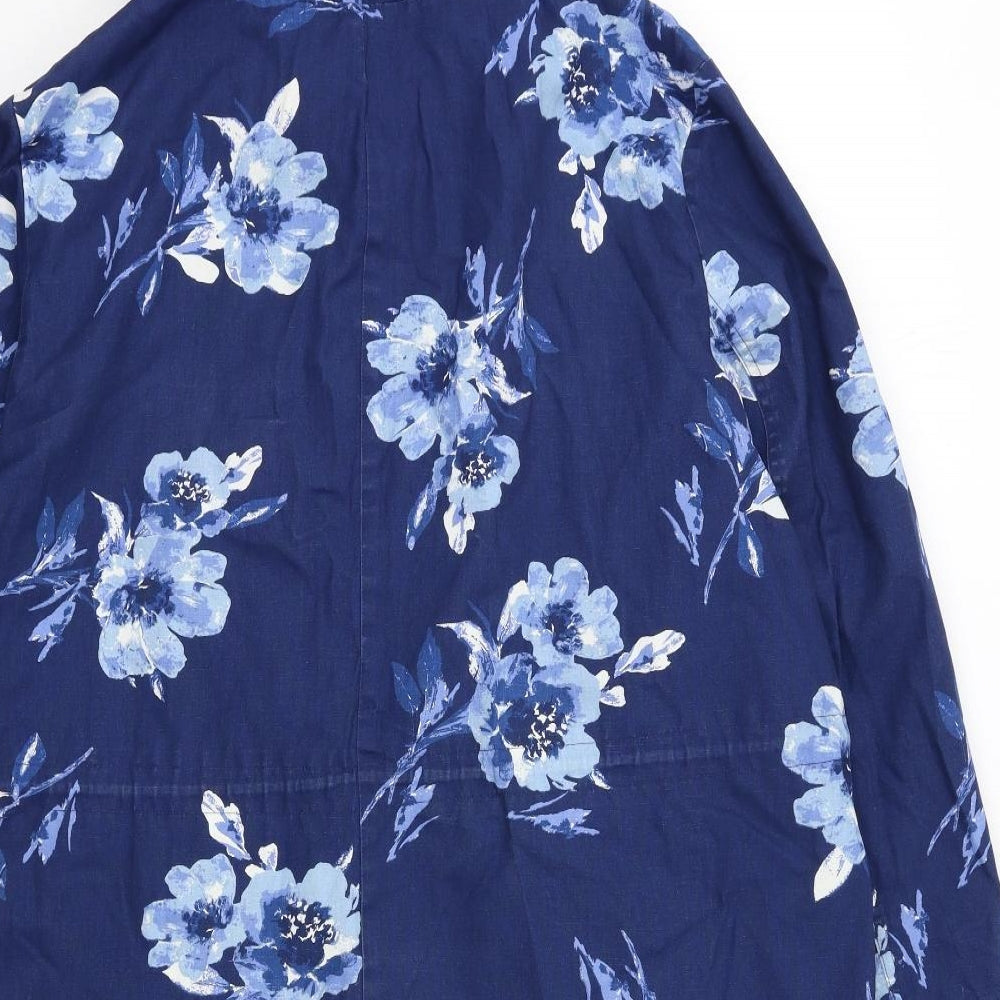 Bonmarché Womens Blue Floral  Overcoat Coat Size 22