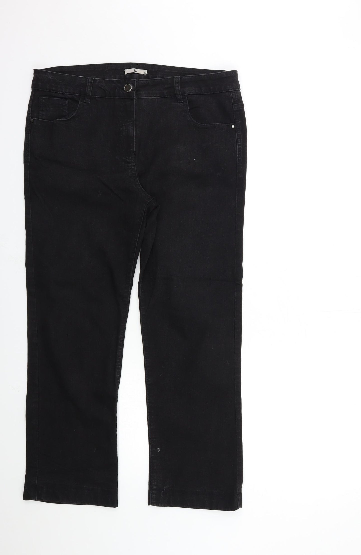 TU Womens Black  Denim Cropped Jeans Size 16 L27 in