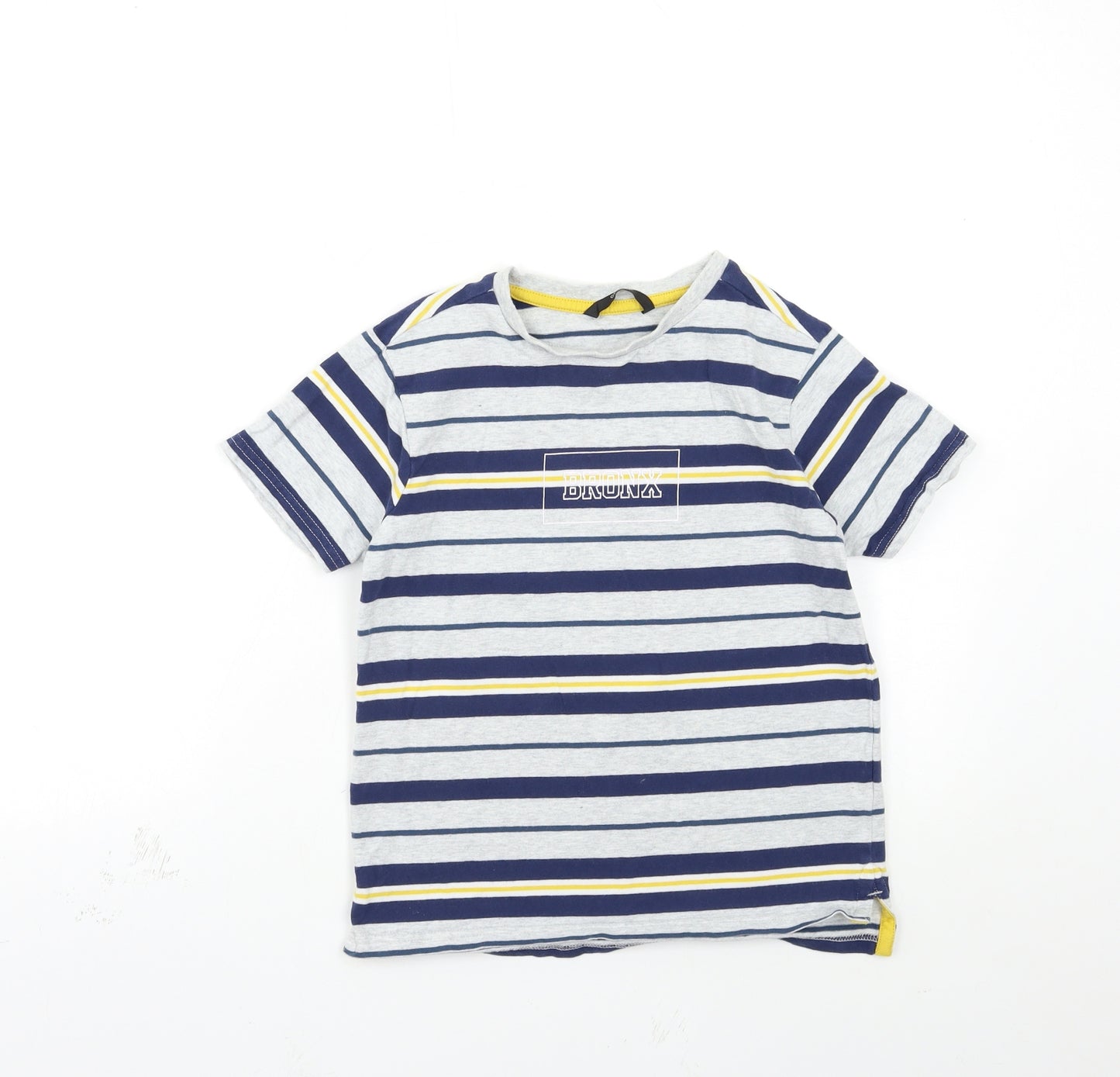 George Boys Grey Striped  Basic T-Shirt Size 8-9 Years