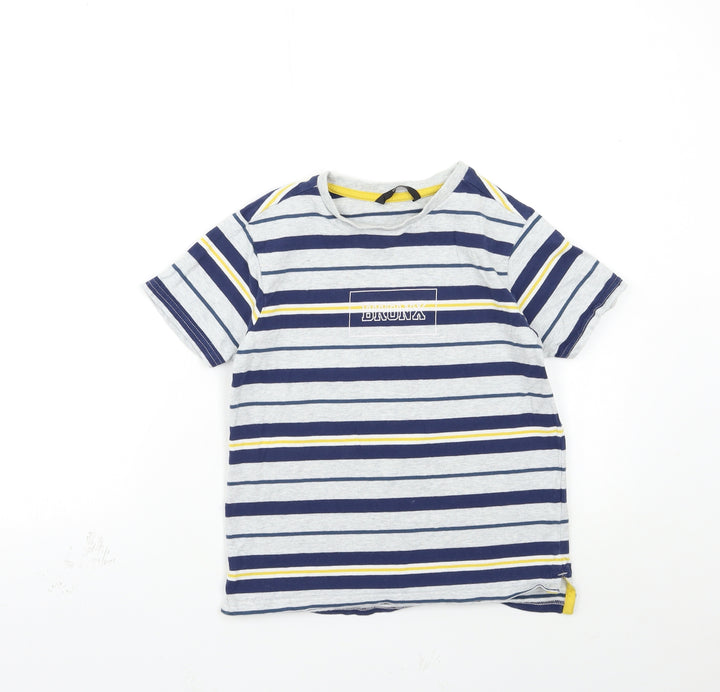 George Boys Grey Striped  Basic T-Shirt Size 8-9 Years