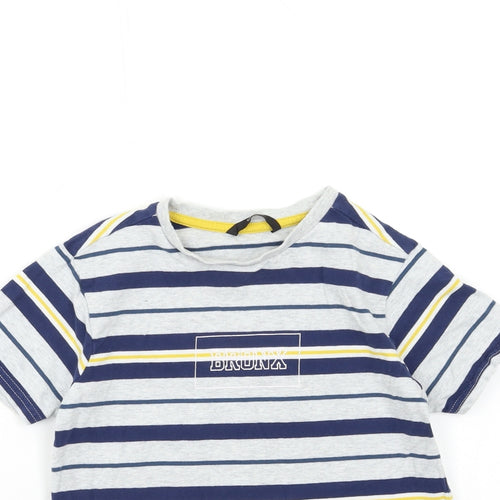 George Boys Grey Striped  Basic T-Shirt Size 8-9 Years