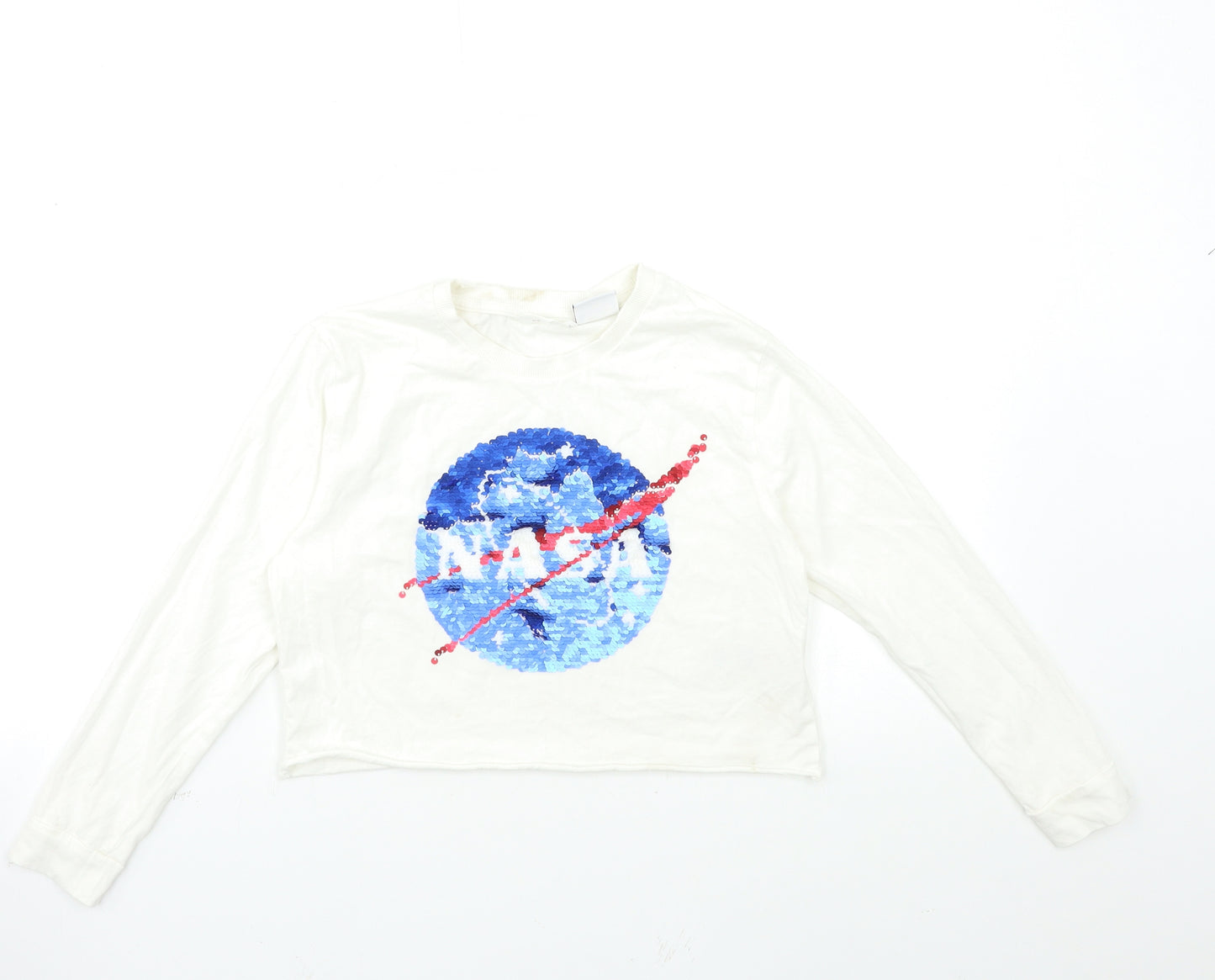 Marks and Spencer Girls White   Basic T-Shirt Size 8-9 Years  - NASA