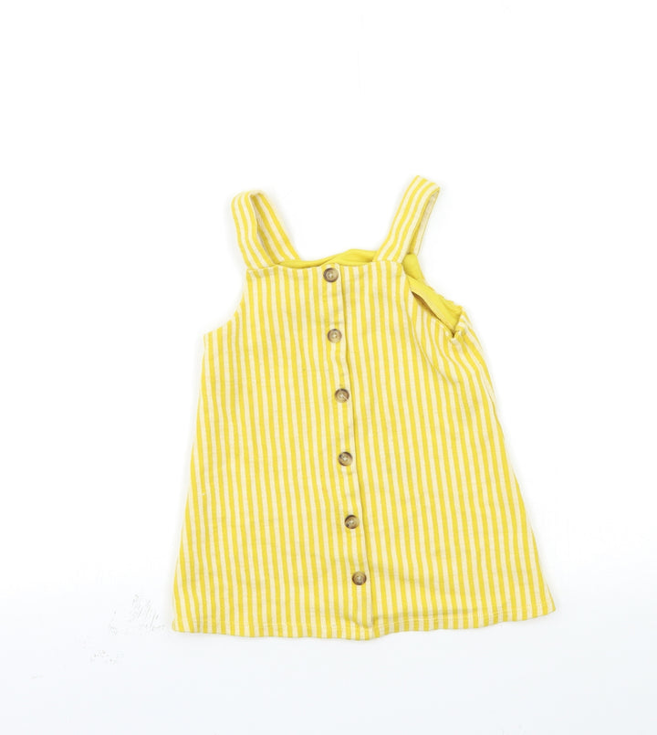 F&F Girls Yellow Striped Pencil Dress Size 3-4 Years
