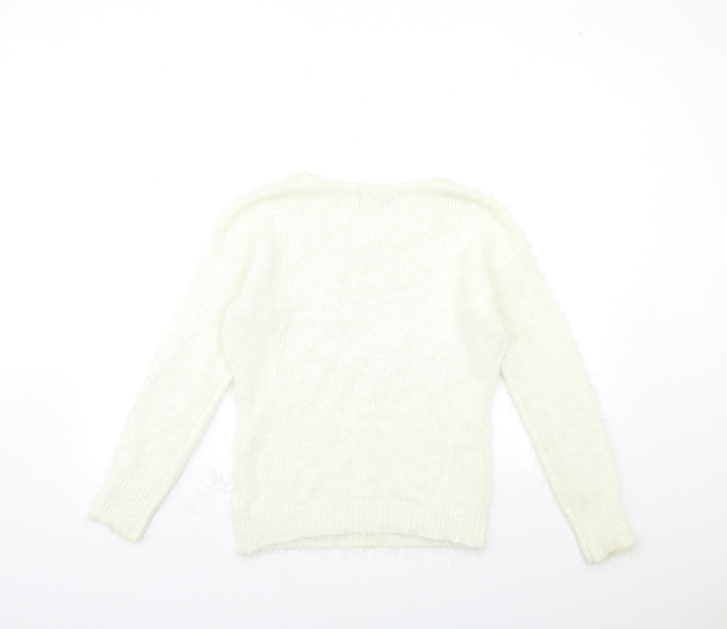 Quiz Womens White  Knit Pullover Jumper Size XS