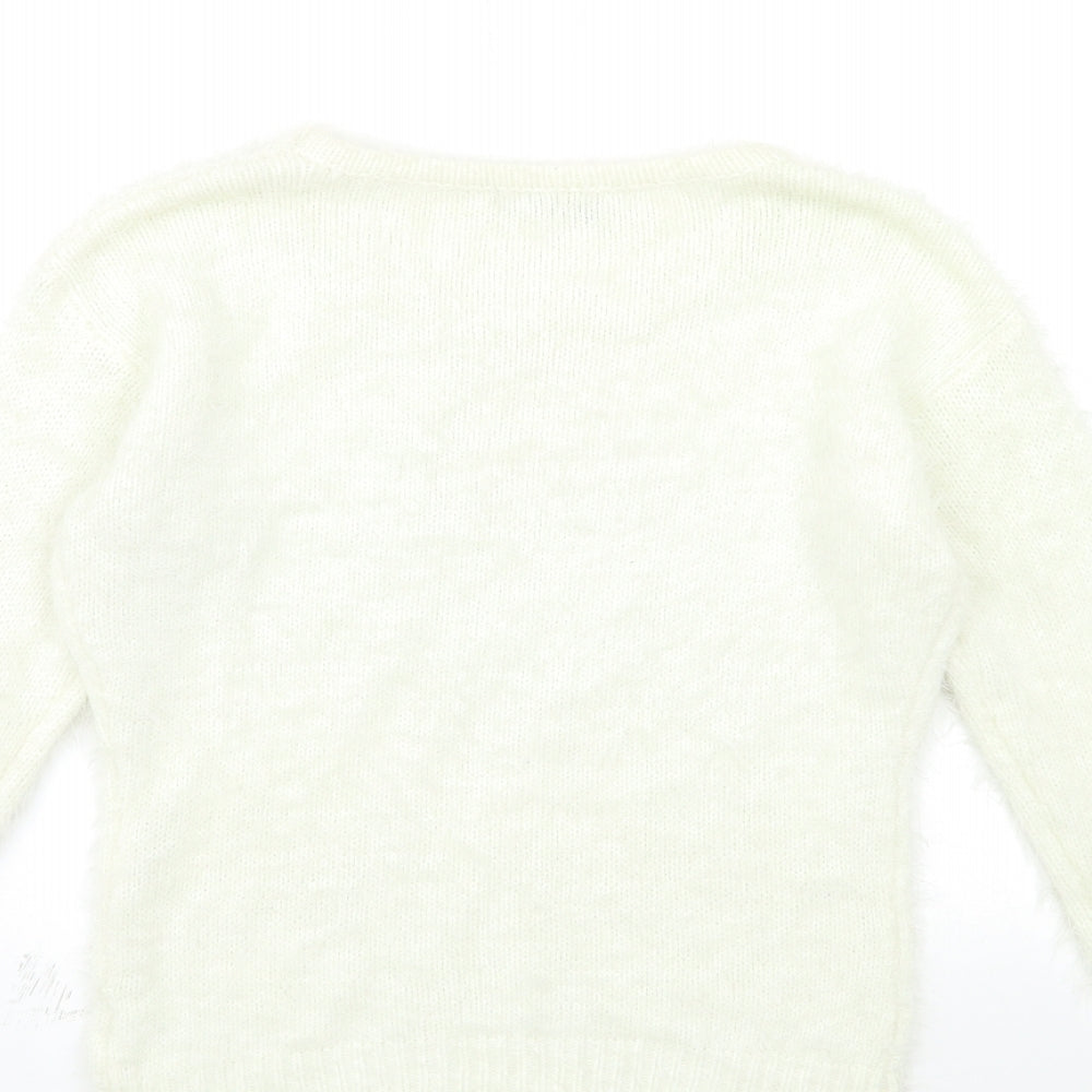 Quiz Womens White  Knit Pullover Jumper Size XS