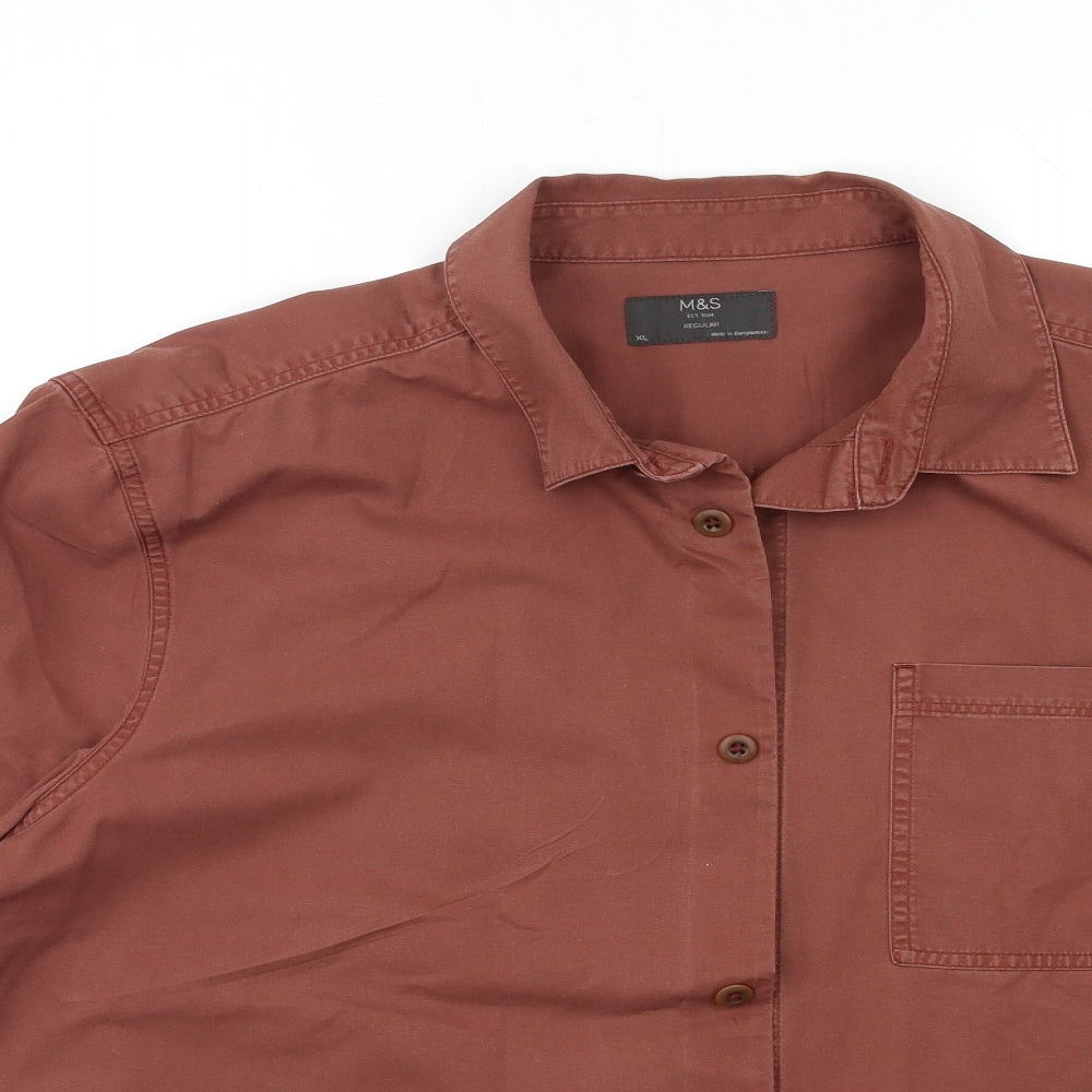 Marks and Spencer Mens Red    Button-Up Size XL