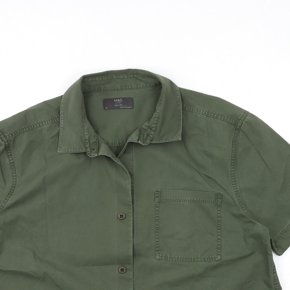 Marks and Spencer Mens Green    Button-Up Size XL