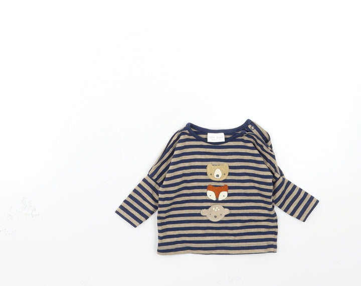 NEXT Boys Blue Striped  Basic T-Shirt One Size