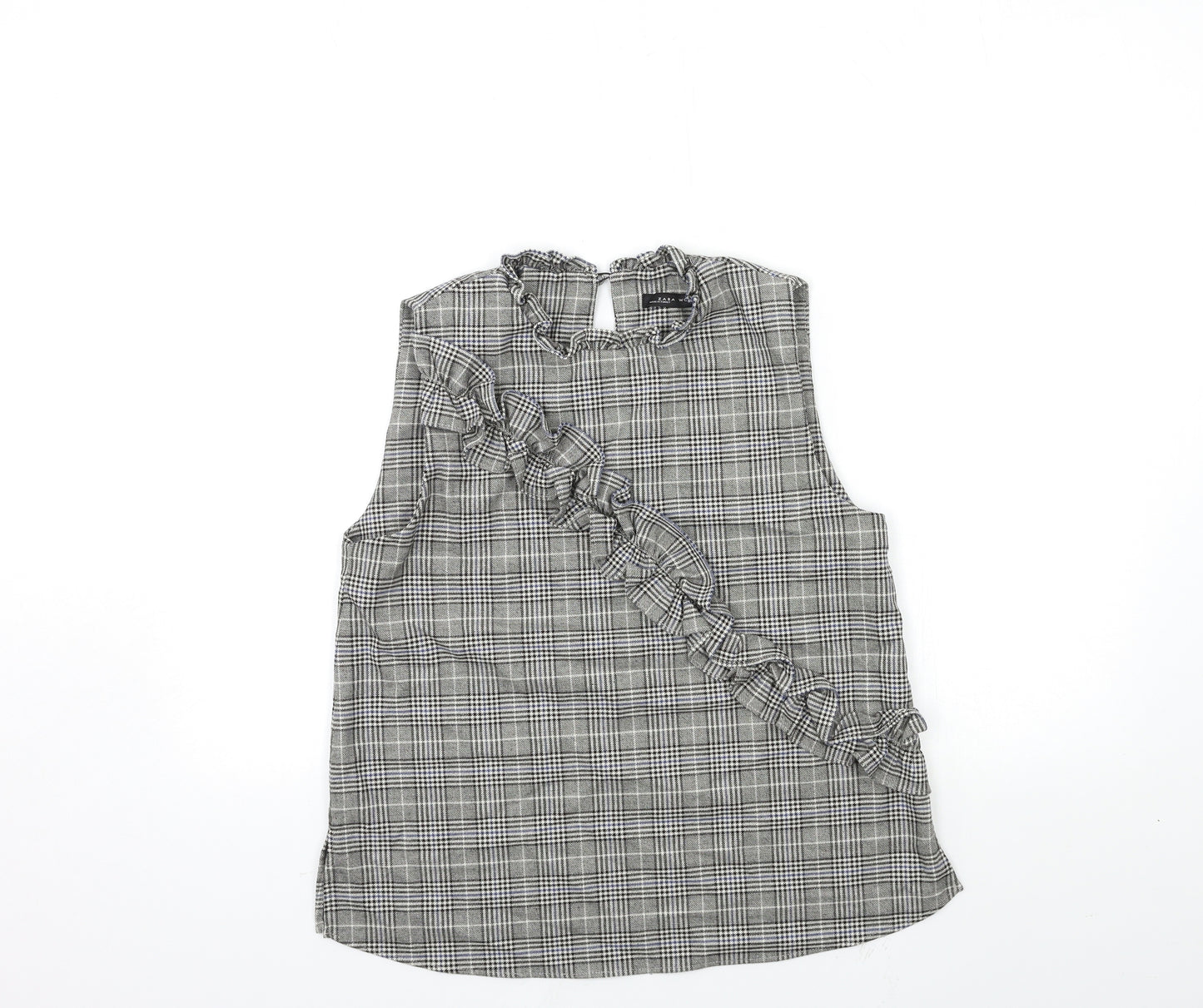 Zara Womens Green Check  Basic Tank Size M