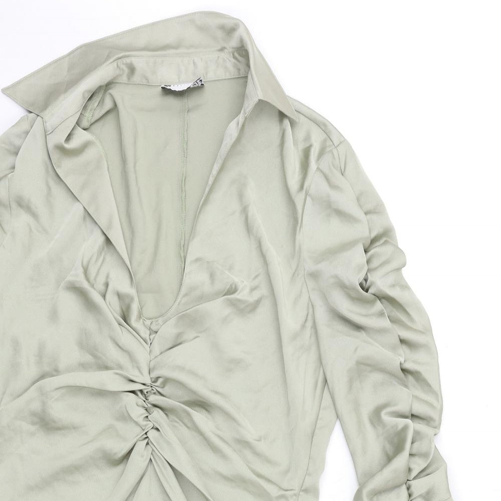 ASOS Womens Green  Satin Shirt Dress  Size 16