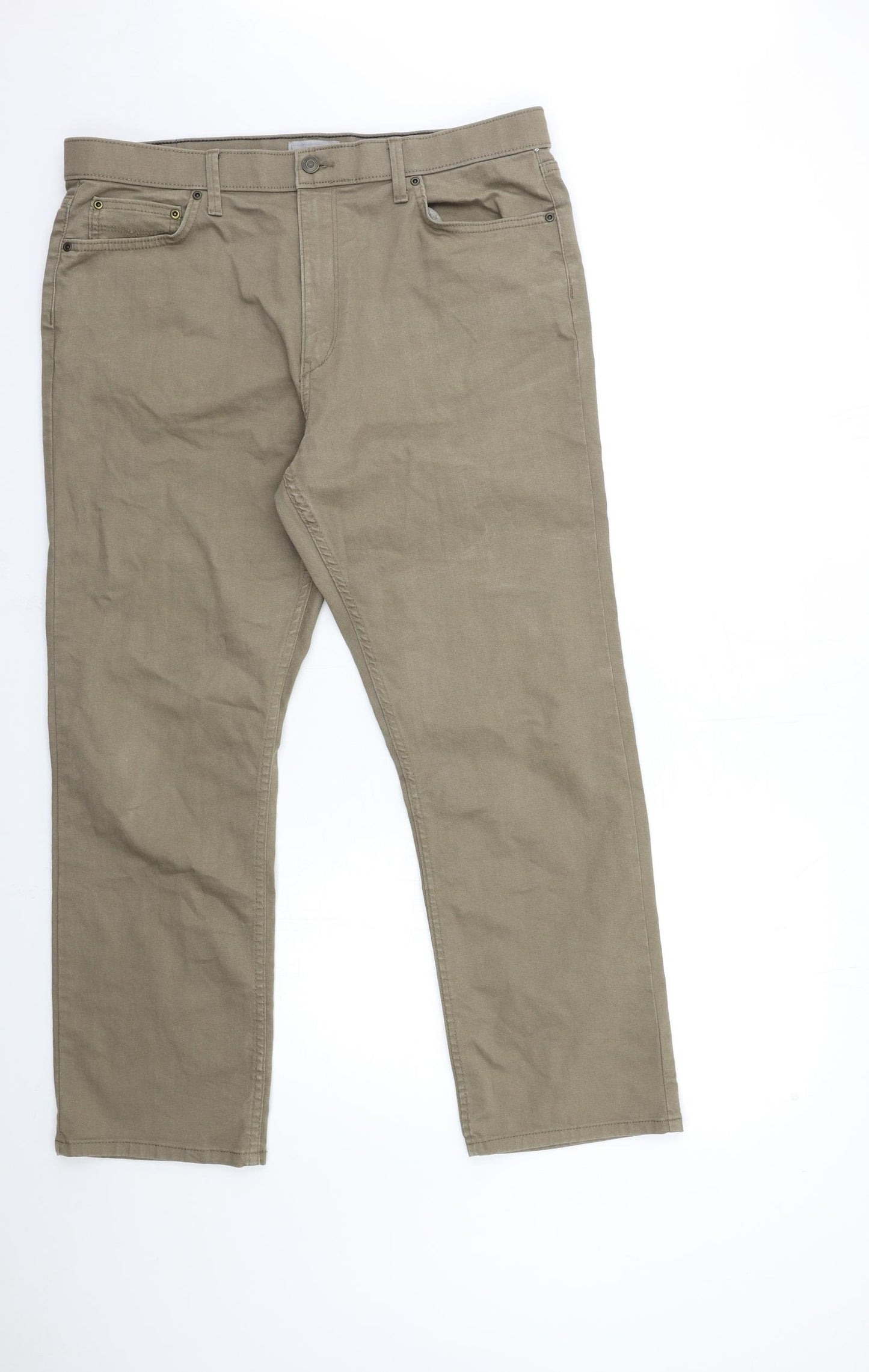 Marks and Spencer Mens Brown  Denim Chino Trousers Size 36 in L29 in