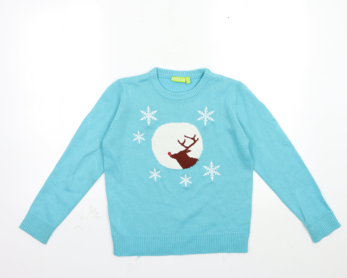 Avenue Kids Girls Blue  Knit Pullover Jumper Size 9-10 Years  - christmas
