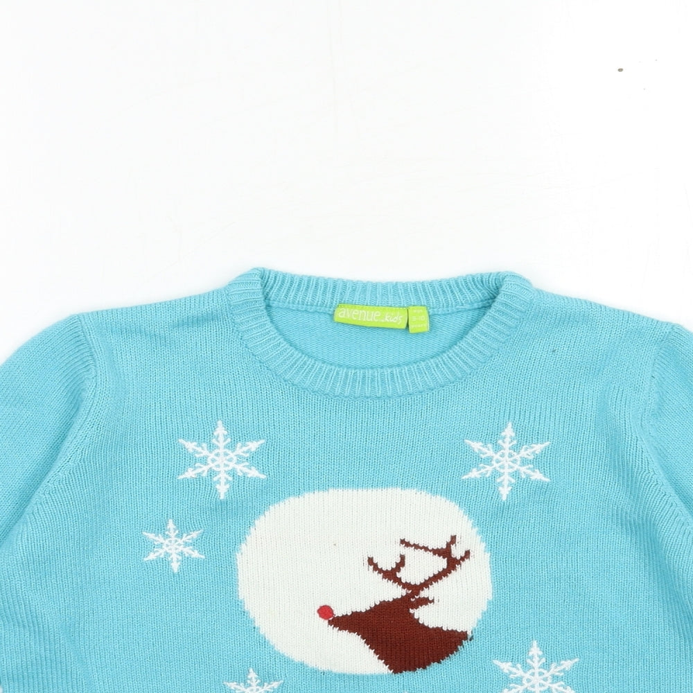 Avenue Kids Girls Blue  Knit Pullover Jumper Size 9-10 Years  - christmas
