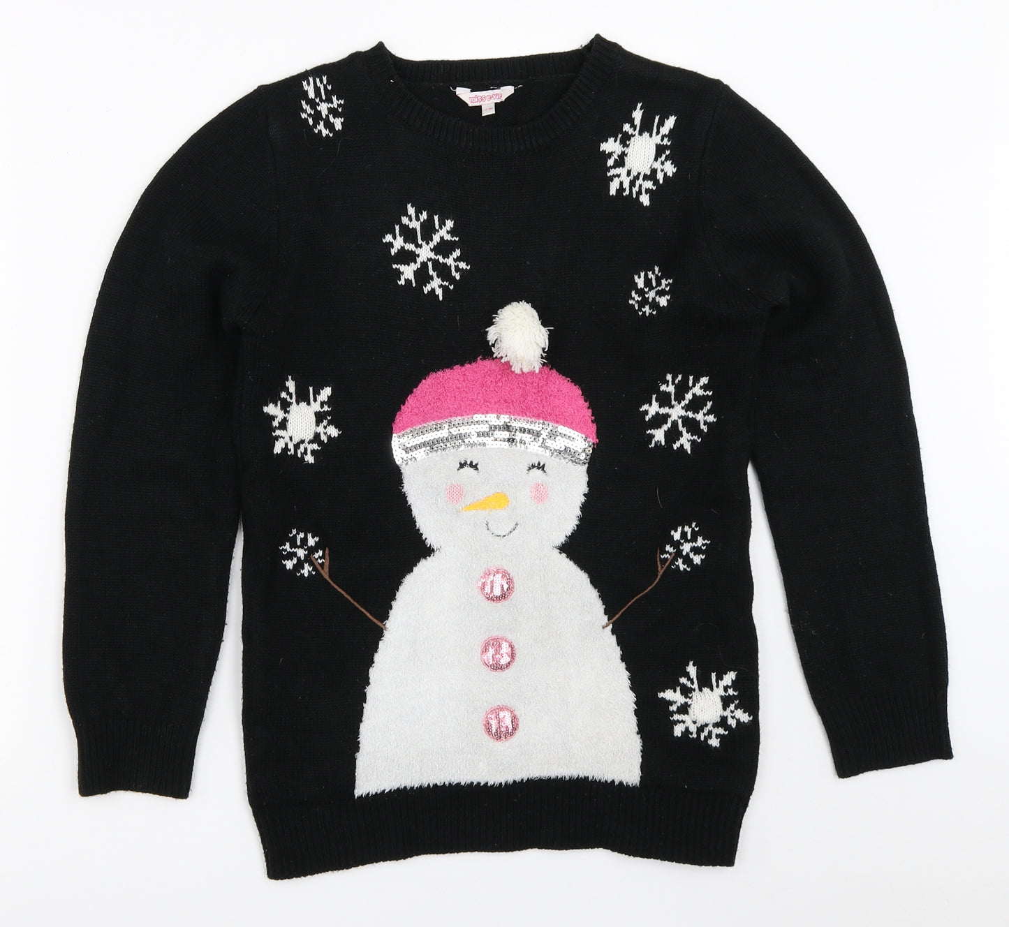 Miss Evie Girls Black   Pullover Jumper Size 13-14 Years  - christmas snowman