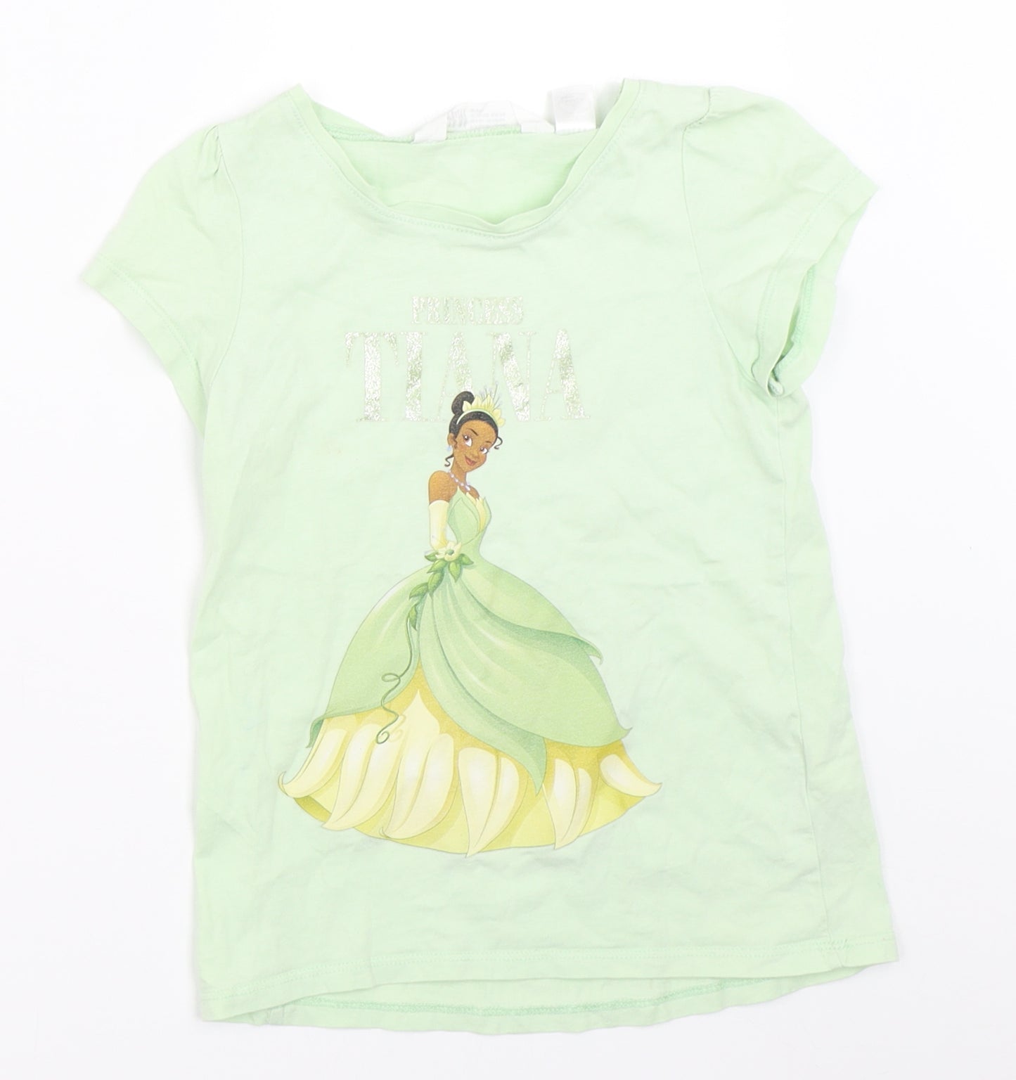 H&M Girls Green   Basic T-Shirt Size 7-8 Years  - Princess Tiana