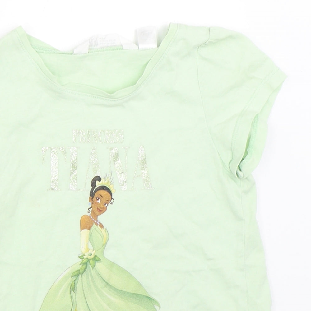H&M Girls Green   Basic T-Shirt Size 7-8 Years  - Princess Tiana