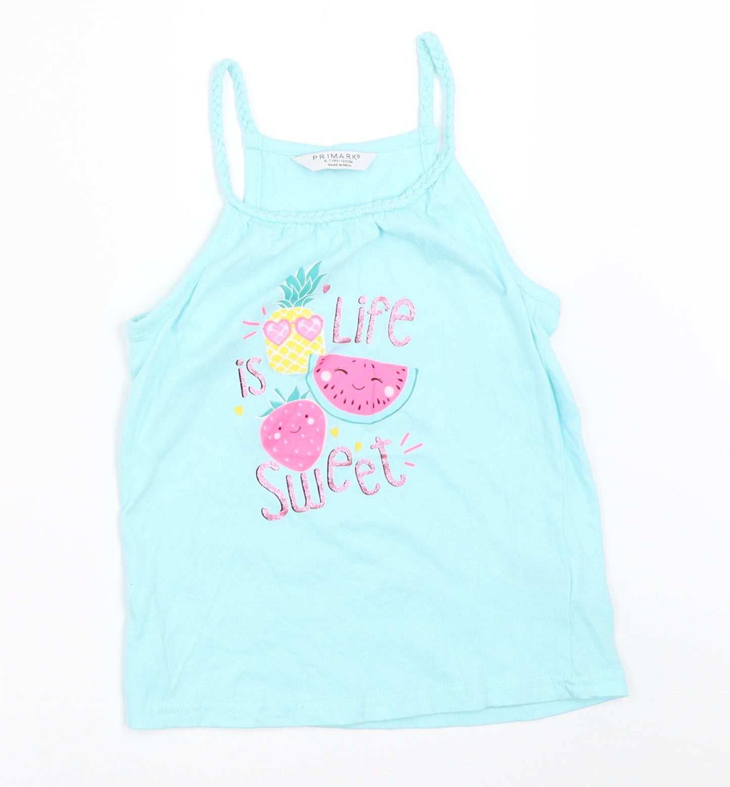 Primark Girls Blue   Basic Tank Size 6-7 Years