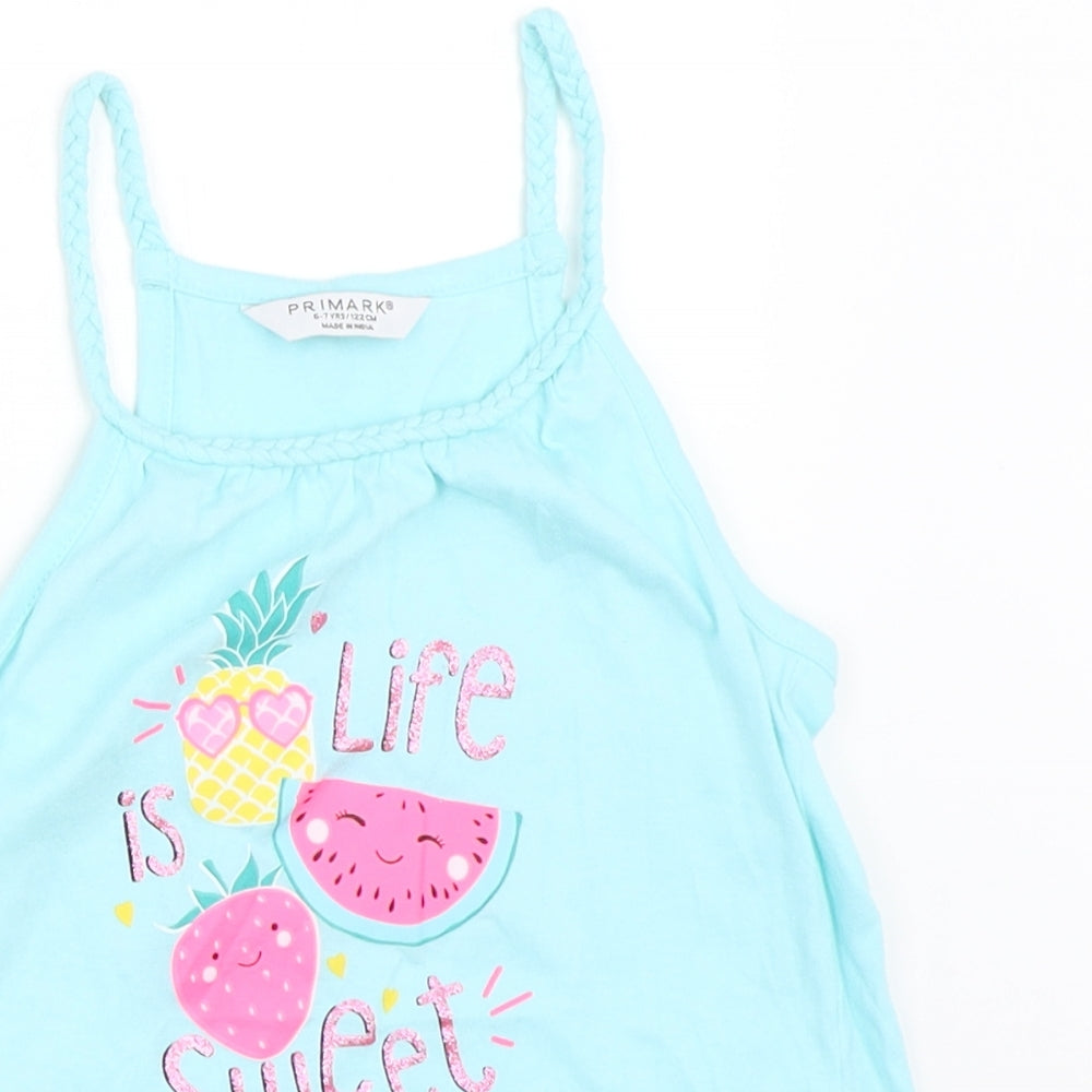 Primark Girls Blue   Basic Tank Size 6-7 Years