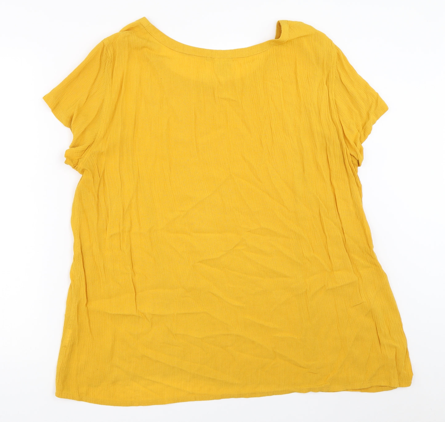 ICHI Womens Yellow   Basic T-Shirt Size XL