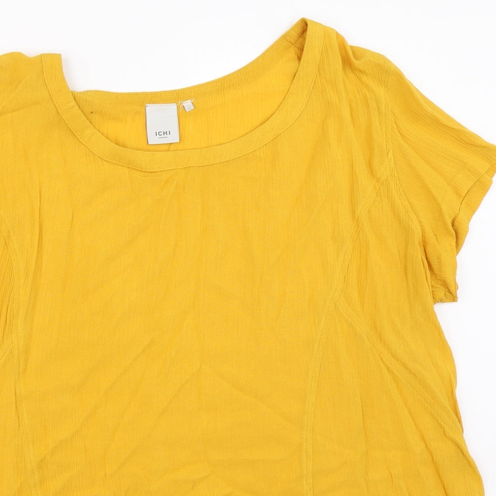 ICHI Womens Yellow   Basic T-Shirt Size XL