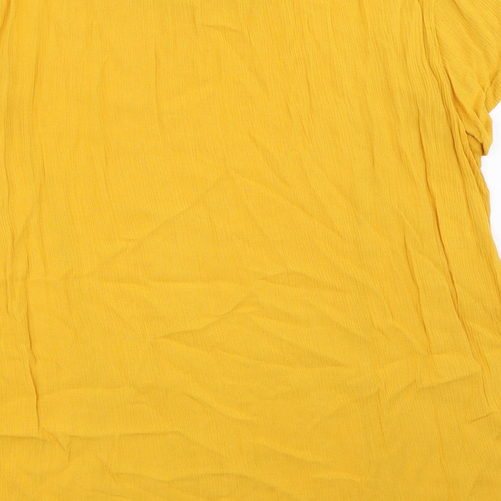 ICHI Womens Yellow   Basic T-Shirt Size XL