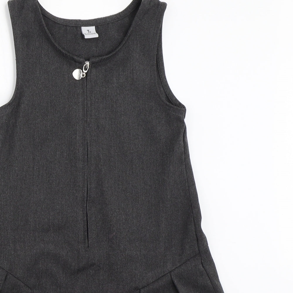 TU Girls Grey   Pinafore/Dungaree Dress  Size 5 Years  - school dress