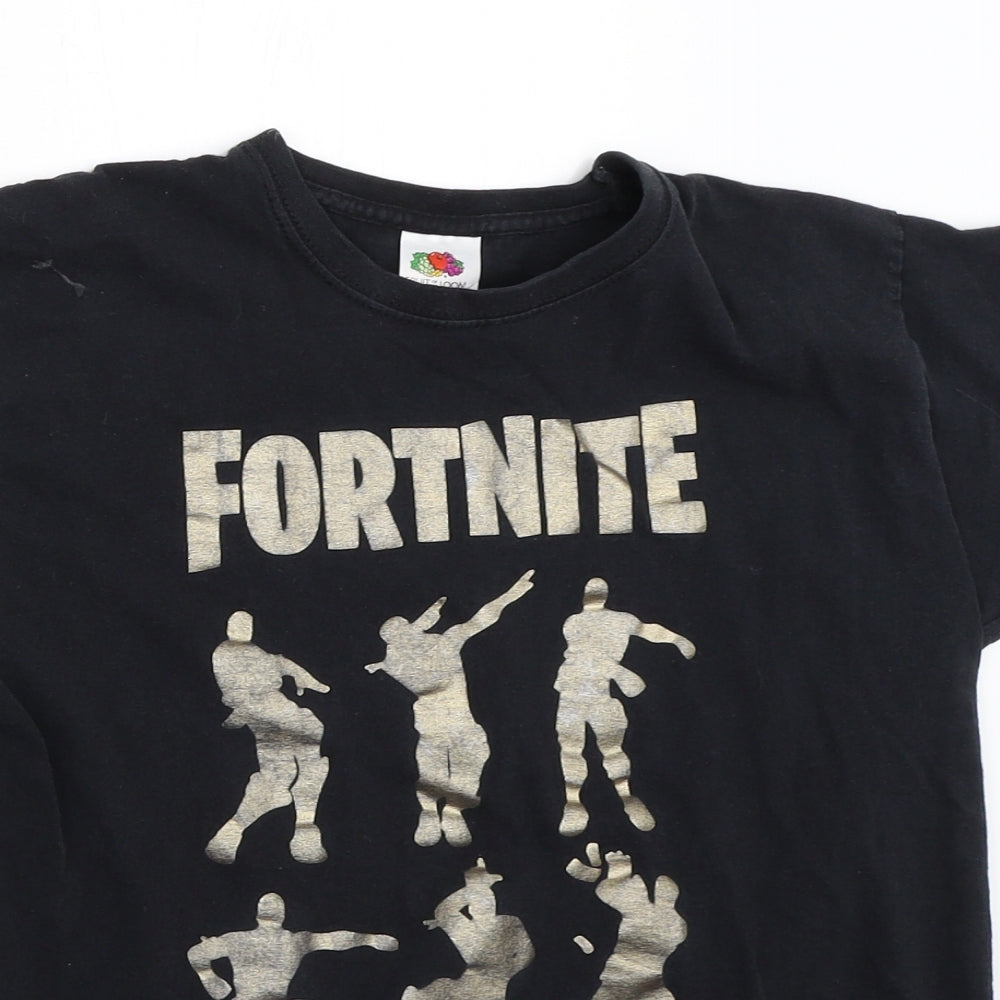 Fruit of the Loom Boys Black   Basic T-Shirt Size 10-11 Years  - FORTNITE