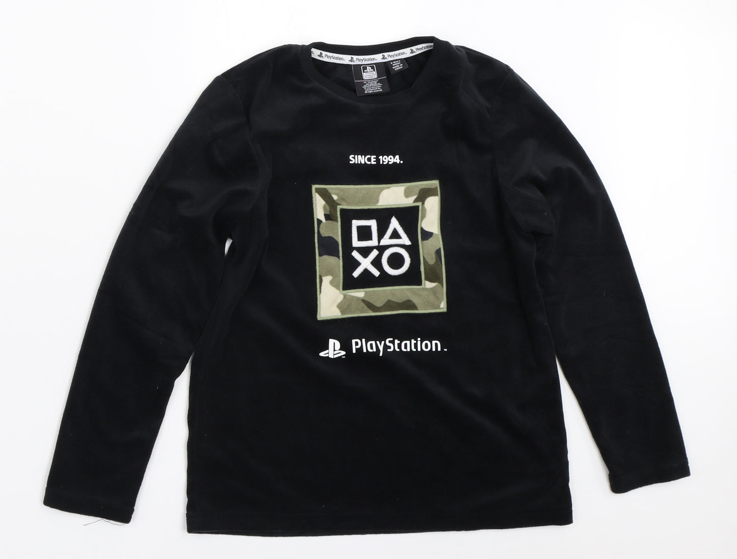 Primark Boys Black Solid   Pyjama Top Size 9-10 Years  - playstation