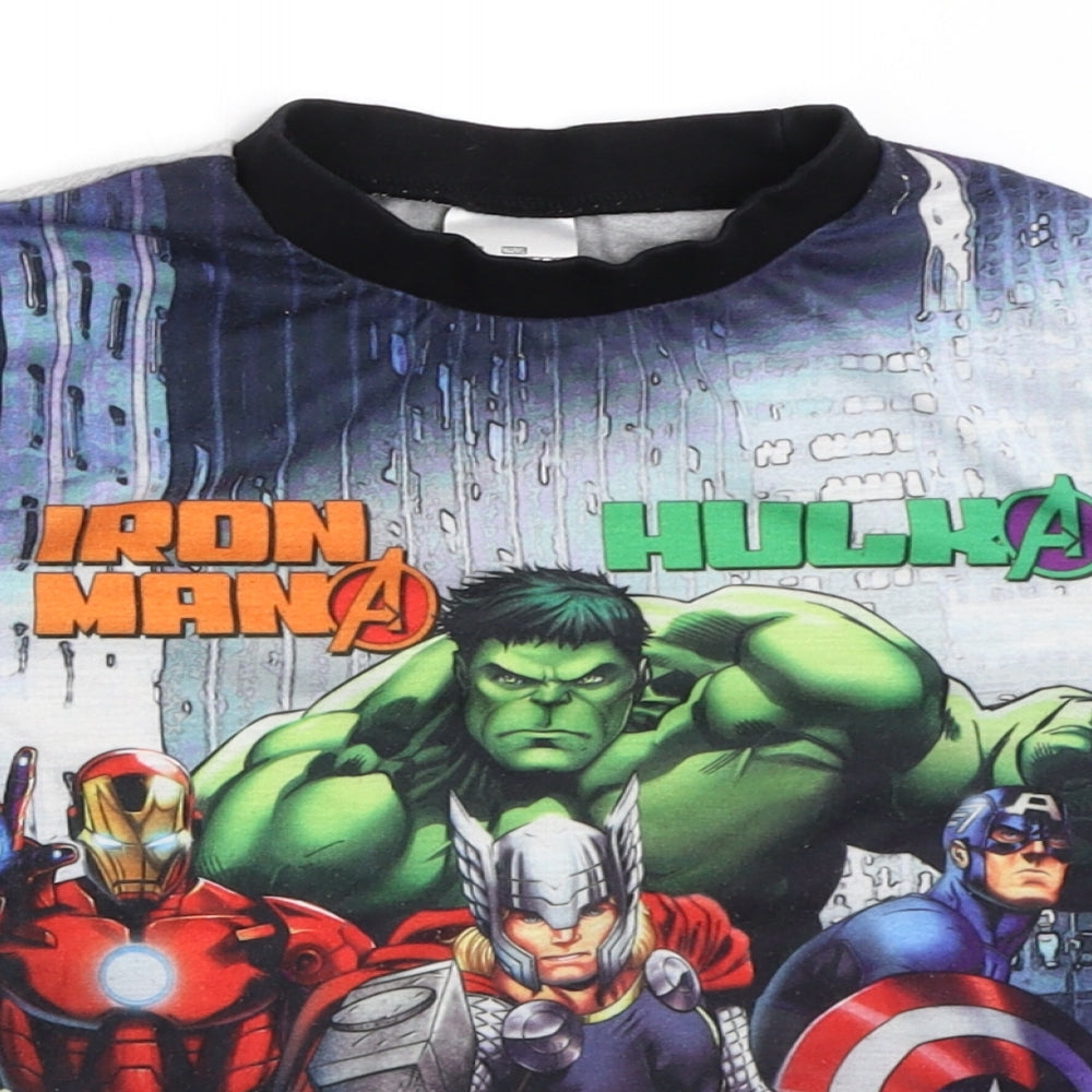 Preworn Boys Grey Solid   Pyjama Top Size 7-8 Years  - marvel the avengers