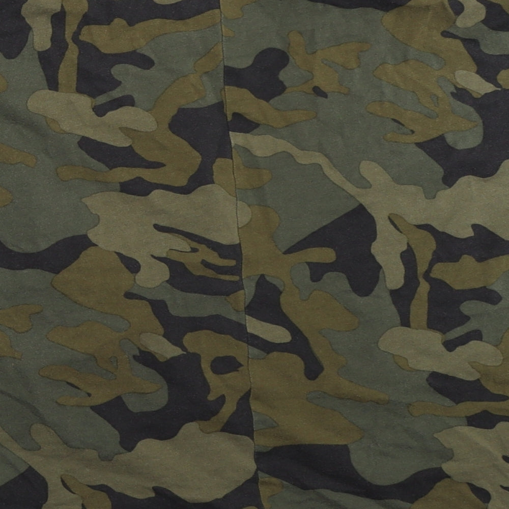 Zara Womens Green Camouflage  Basic T-Shirt Size S