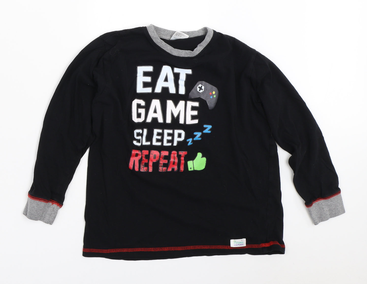 The Pyjama Factory Boys Black Solid   Pyjama Top Size 11-12 Years