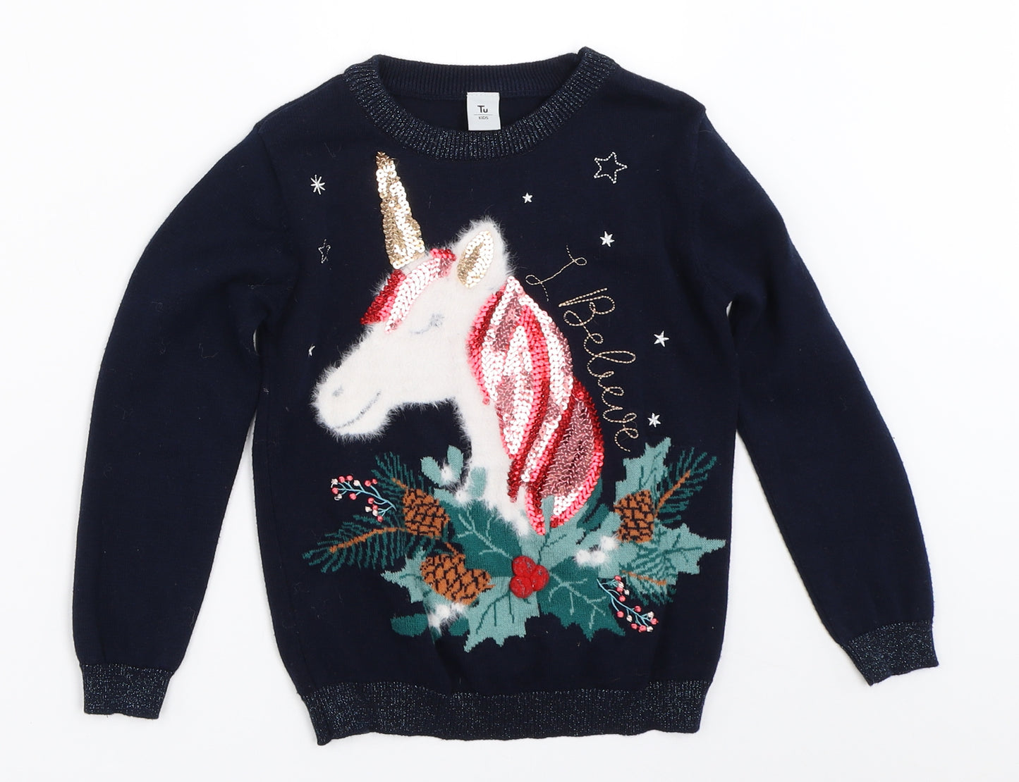 TU Girls Blue   Pullover Jumper Size 6 Years