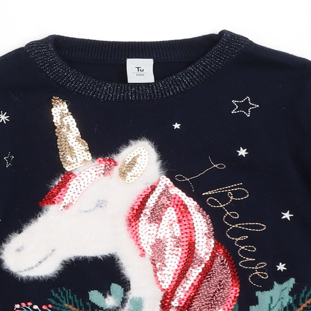 TU Girls Blue   Pullover Jumper Size 6 Years