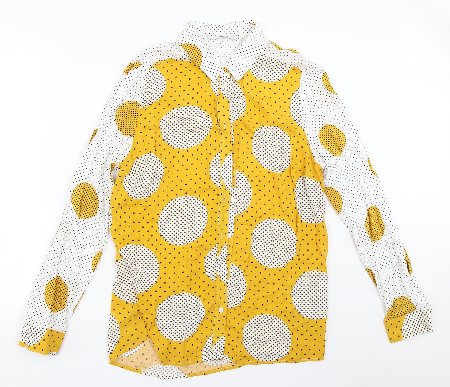 TU Womens Yellow Polka Dot  Basic Blouse Size 16