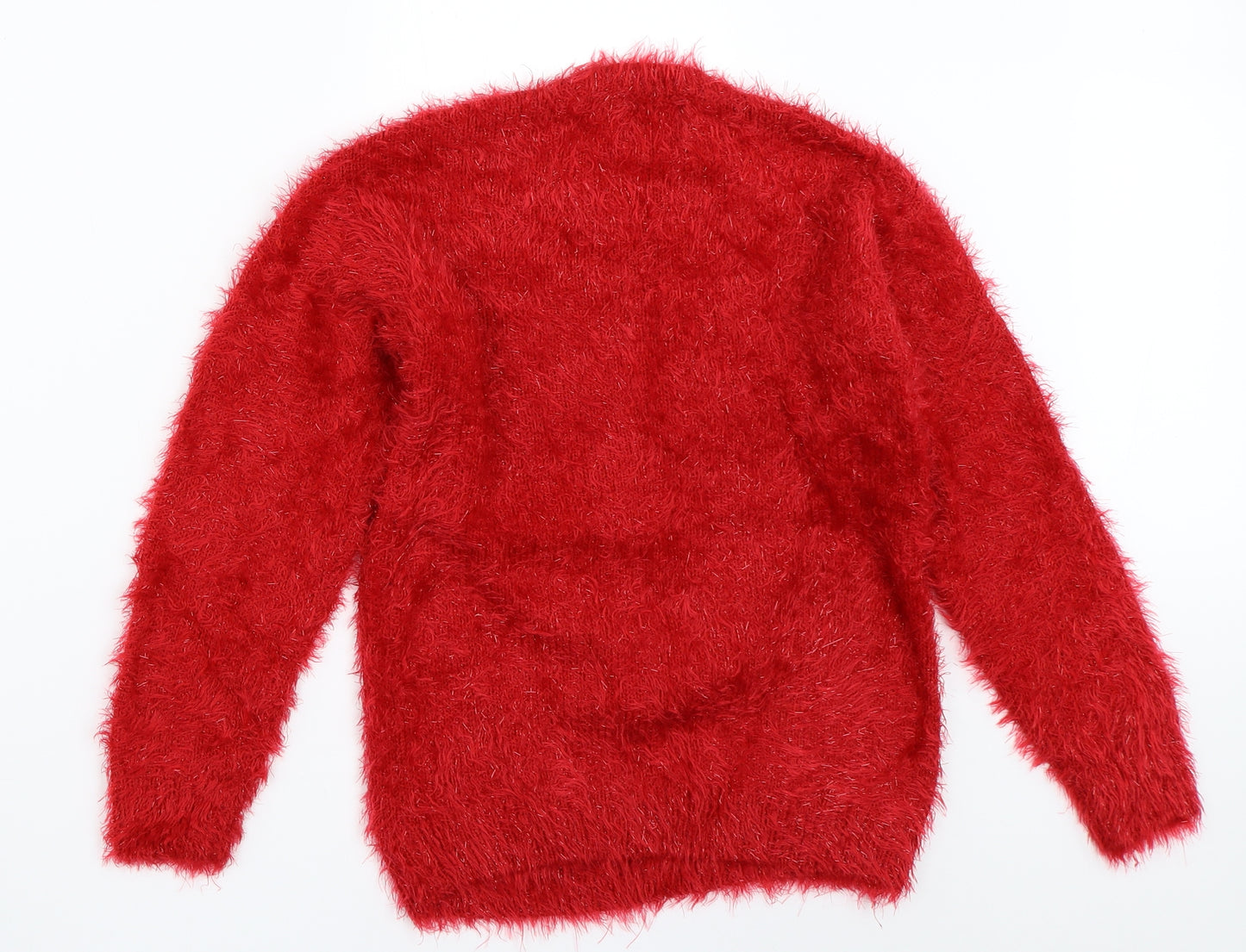 George Girls Red   Pullover Jumper Size 9-10 Years  - christmas