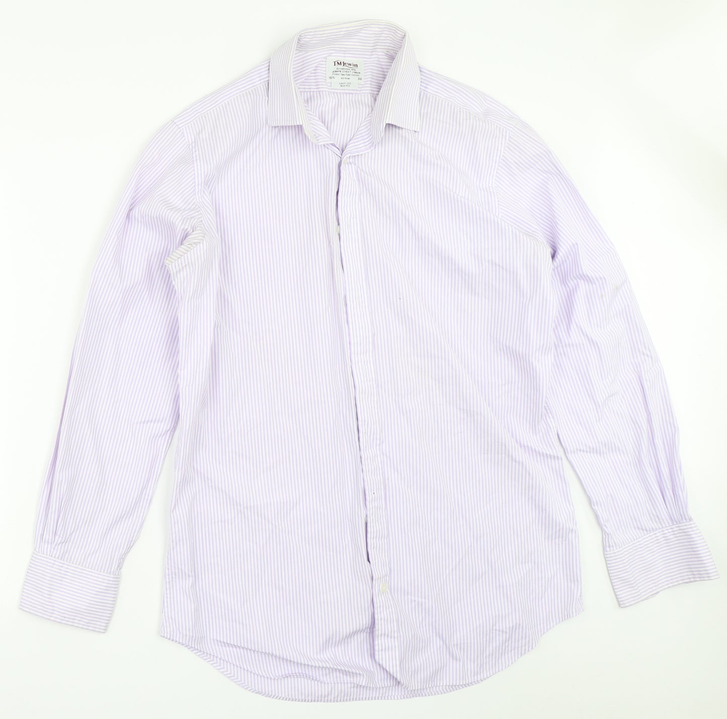 T.M.Lewin Mens Purple Striped   Button-Up Size 16.5