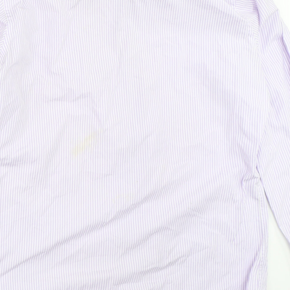 T.M.Lewin Mens Purple Striped   Button-Up Size 16.5