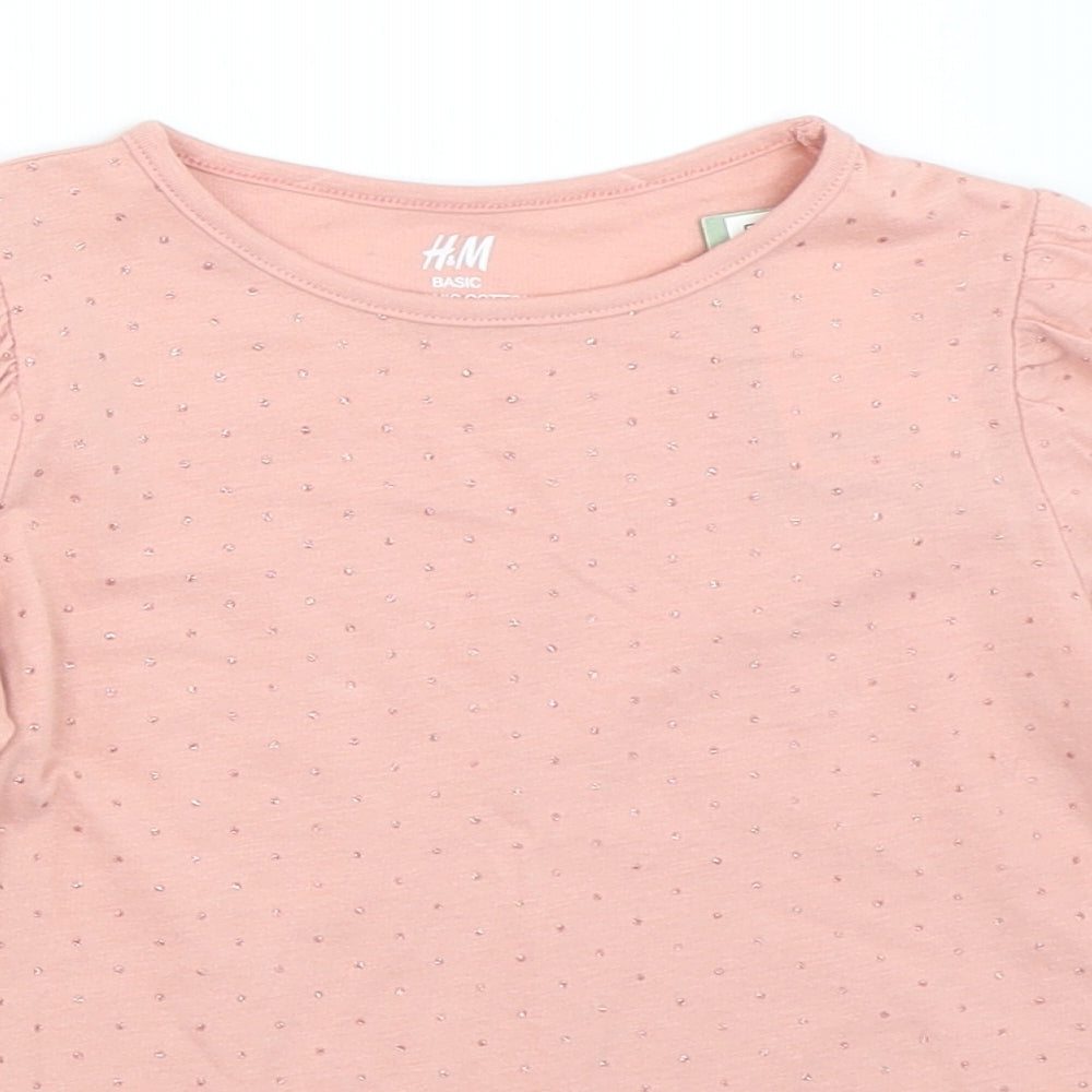 H&M Girls Pink   Basic T-Shirt Size 5-6 Years