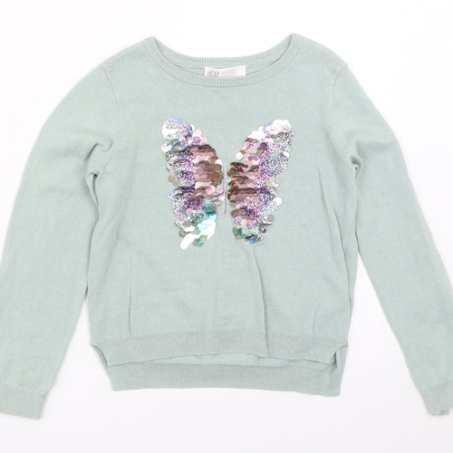 H&M Girls Blue   Pullover Jumper Size 5-6 Years