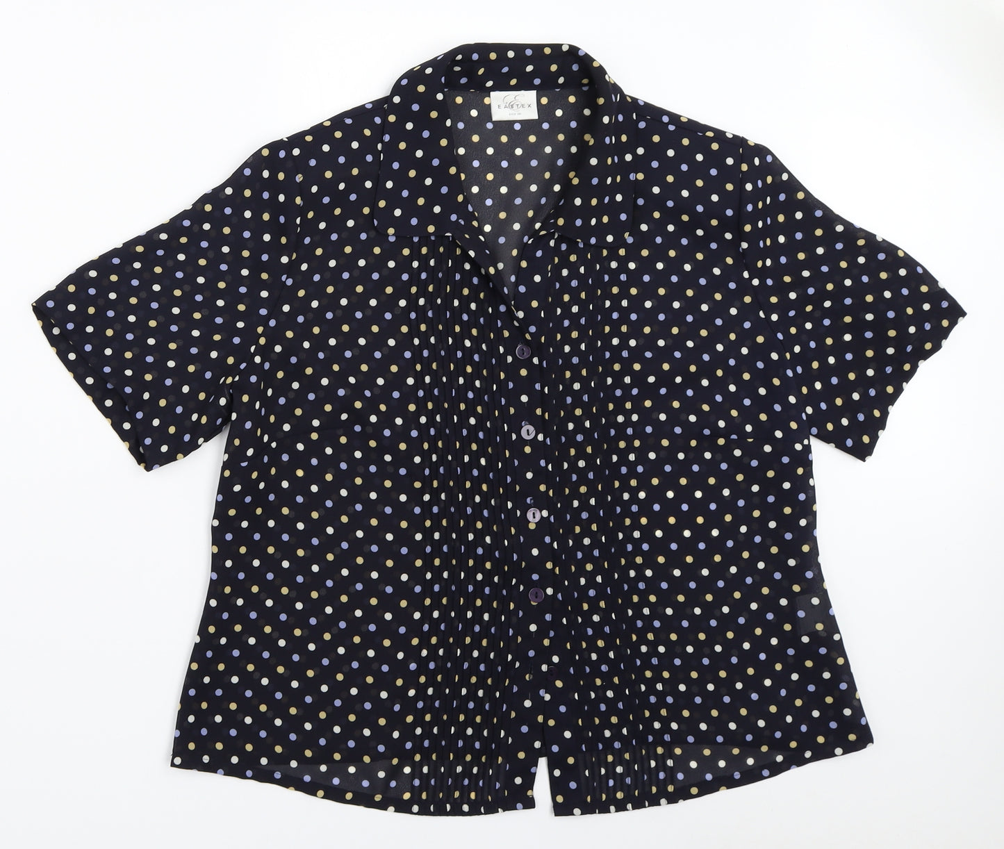 Eastex Womens Blue Polka Dot  Basic Button-Up Size 16