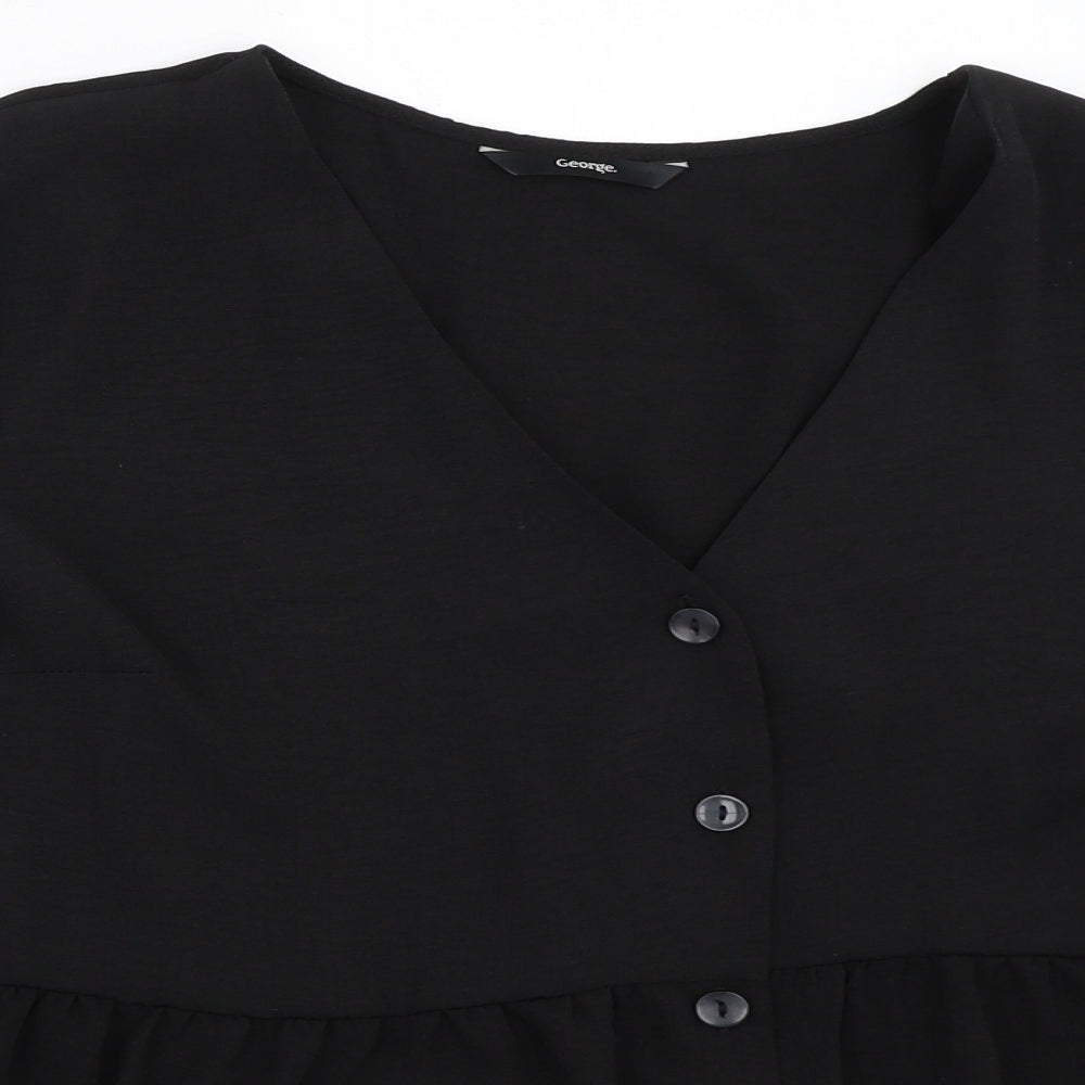 George Womens Black   Basic Button-Up Size 16