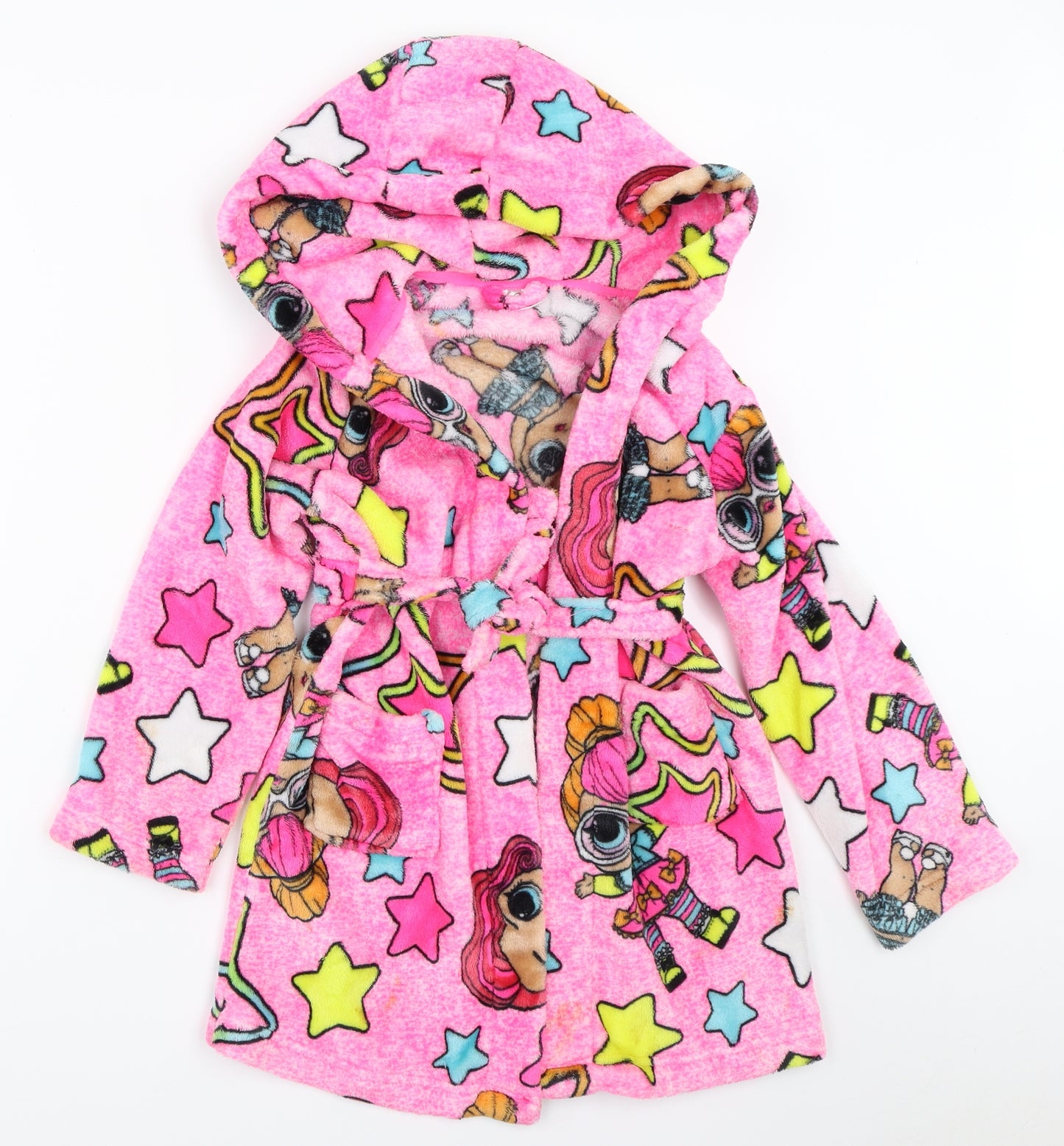 Preworn Girls Pink Solid  Top Robe Size 8 Years