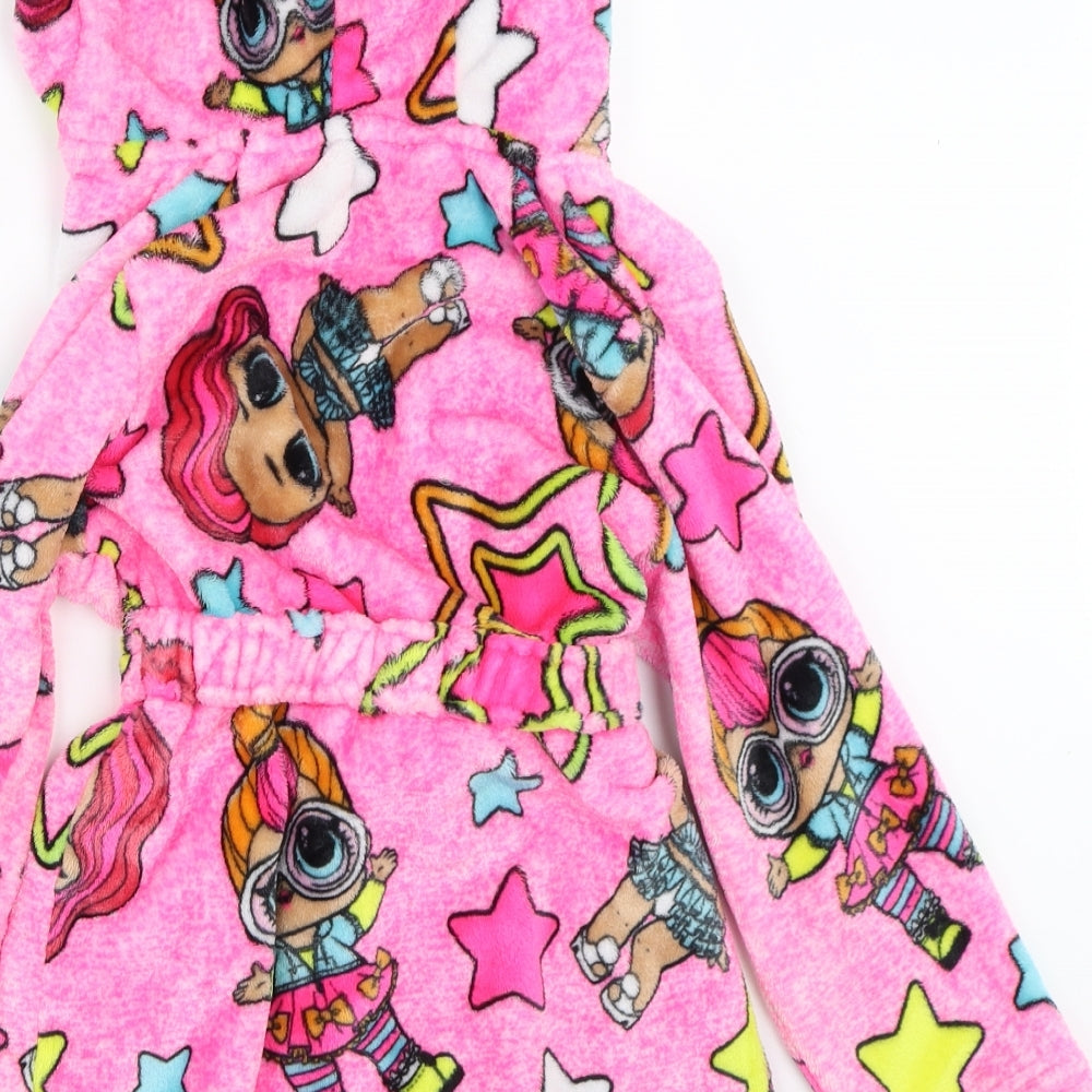 Preworn Girls Pink Solid  Top Robe Size 8 Years