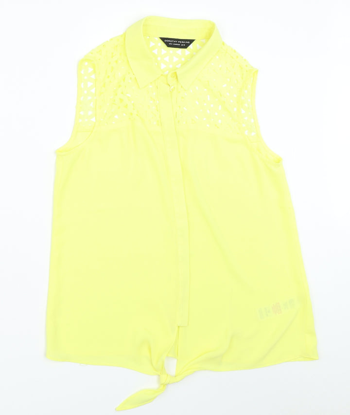 Dorothy Perkins Womens Yellow Basic Button-Up Size 10
