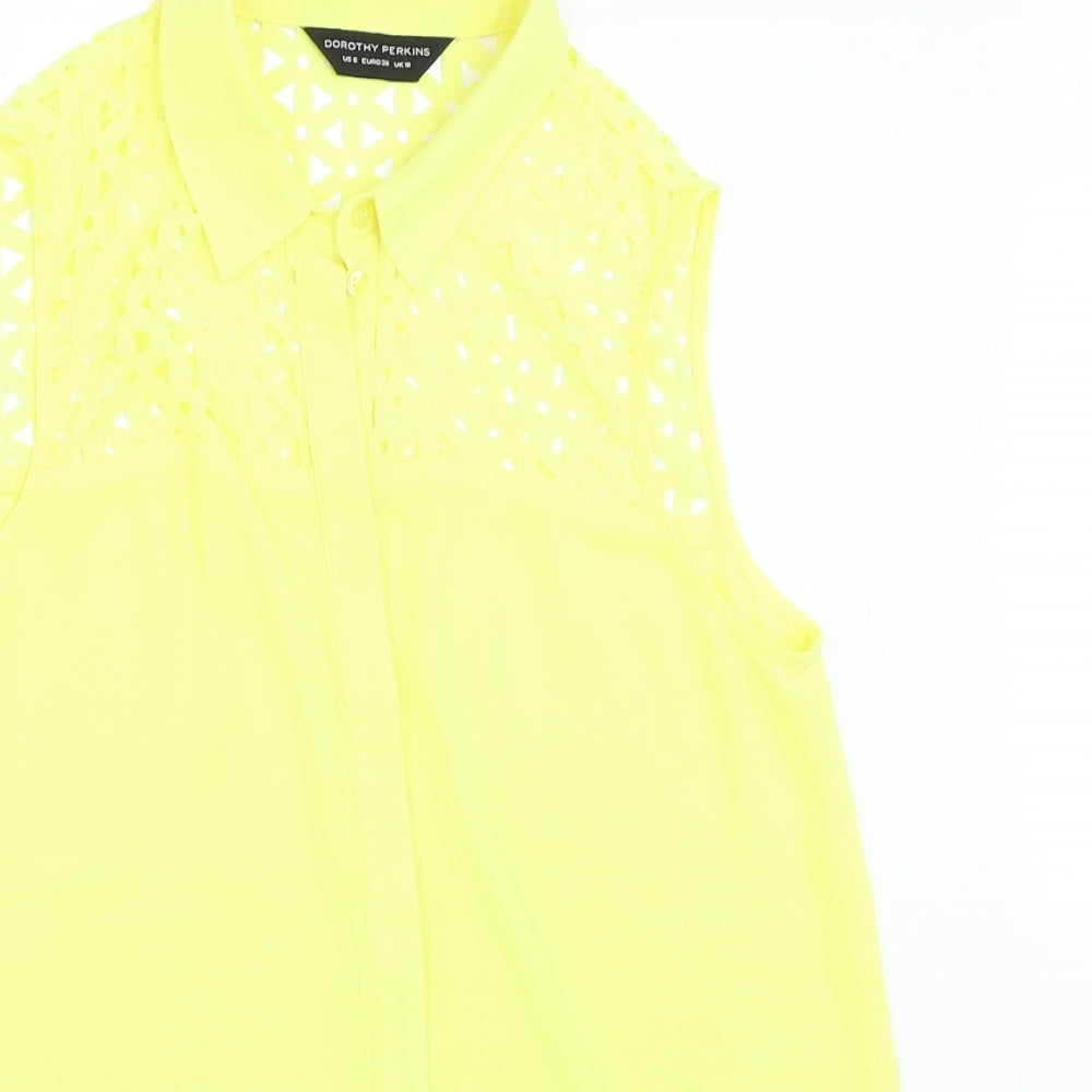 Dorothy Perkins Womens Yellow   Basic Button-Up Size 10