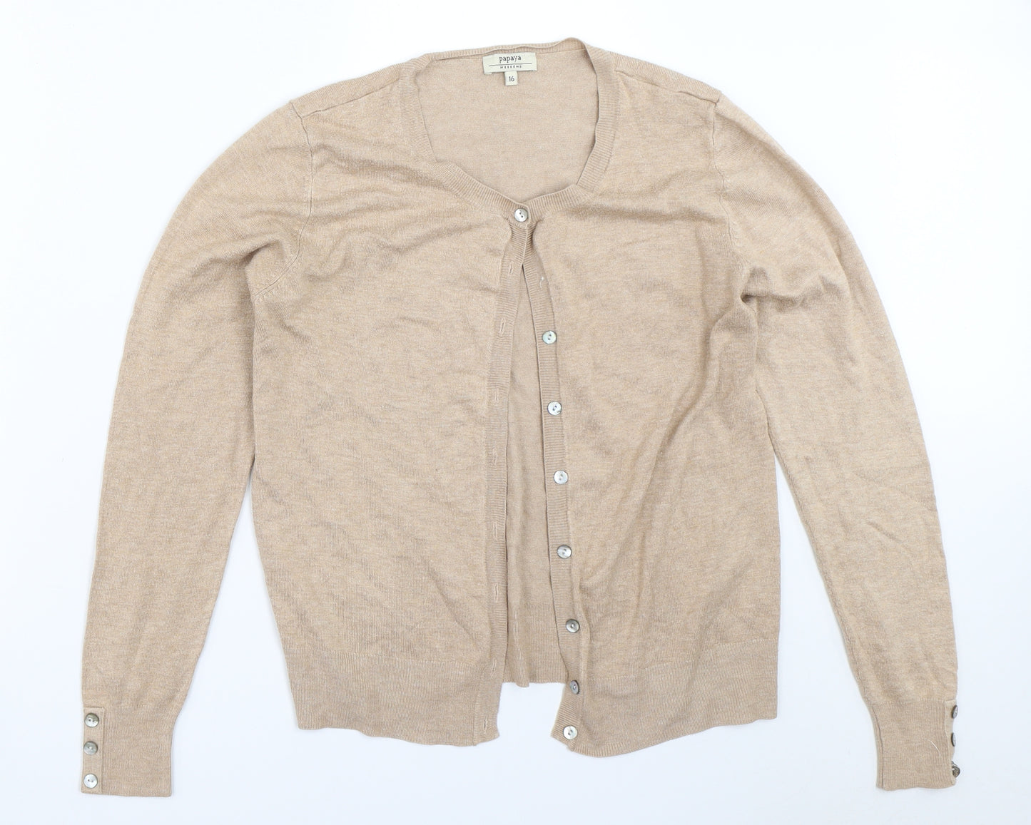 Papaya Womens Beige   Cardigan Jumper Size 16