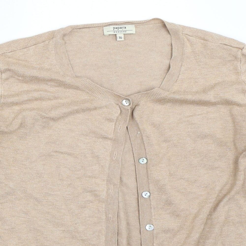 Papaya Womens Beige   Cardigan Jumper Size 16